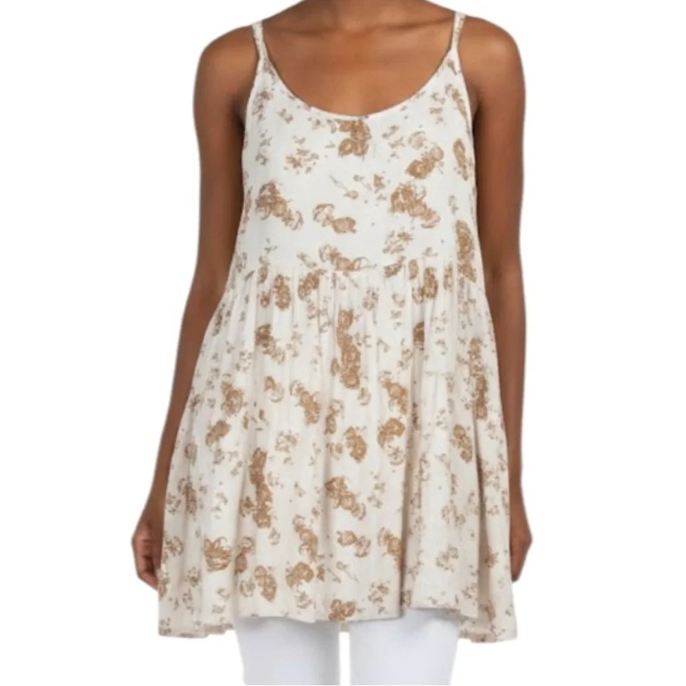 En Creme Floral Tiered Tunic Top (Size: Small) - Picture 1 of 8